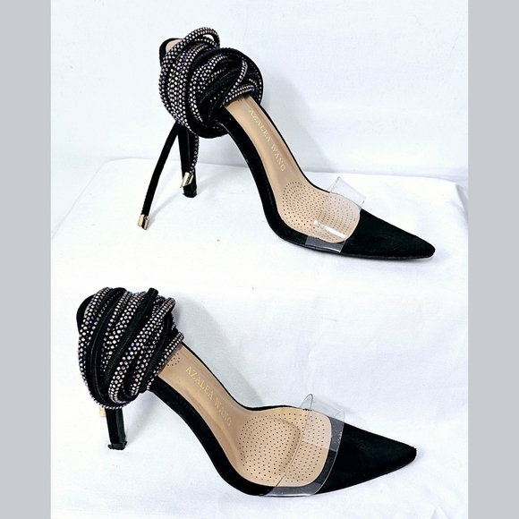 Size 7.5 AZALEA WANG Black Pointed Toe Heel - Picture 1 of 11